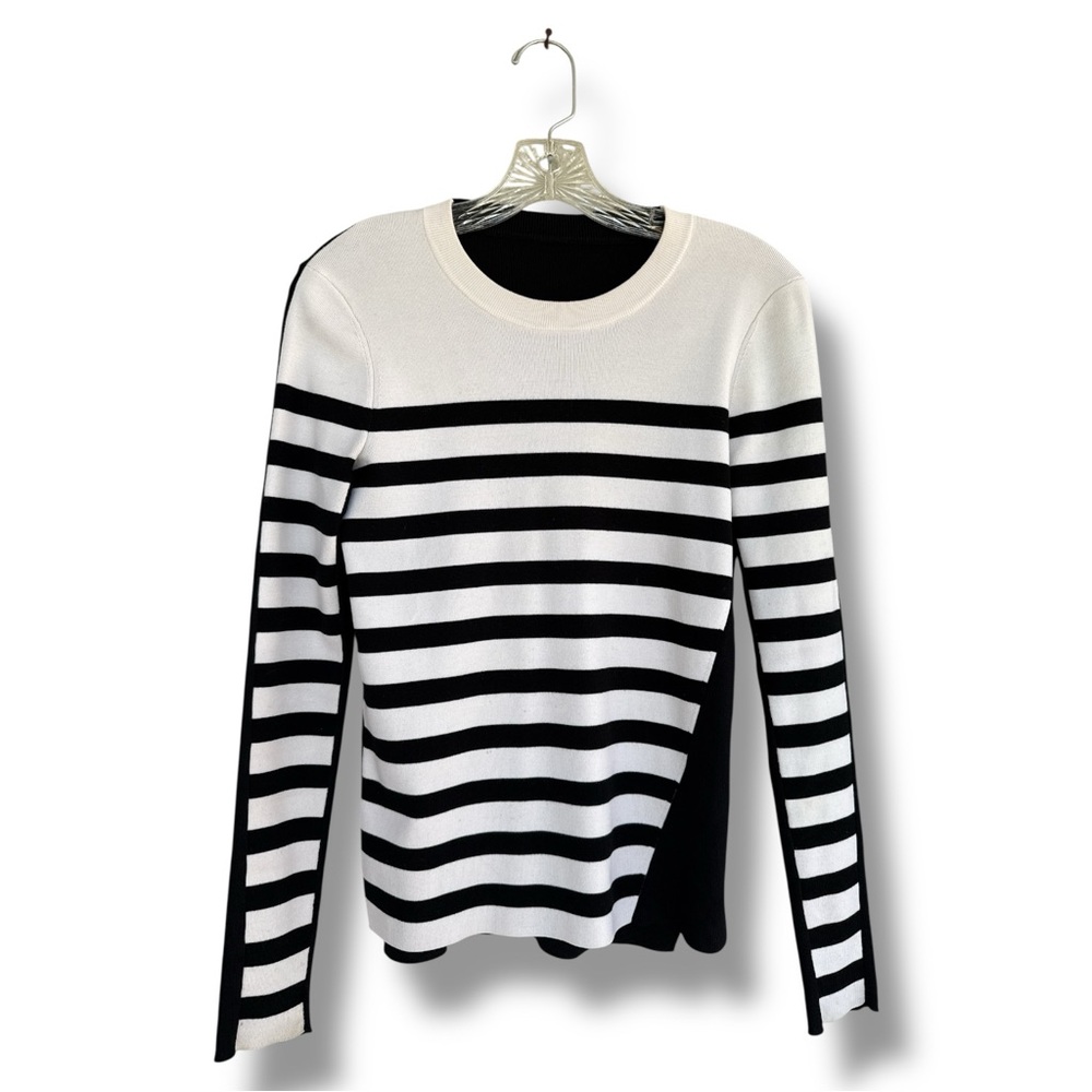 Rag & Bone Cecilee Black/Ivory Merino Wool Blend Pullover Sweater Size XS - Picture 3 of 11